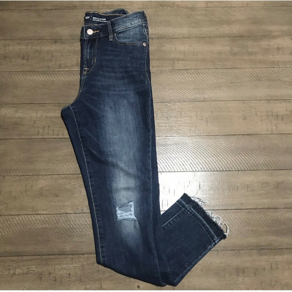 Old Navy Rockstar high‎ rise distressed skinny jeans Sz 2 - Picture 5 of 7